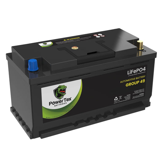 PowerTex 2013 Jaguar XFR Car Battery BCI Group 49 / H8 Replacement Lithium LiFePO4 Automotive Battery
