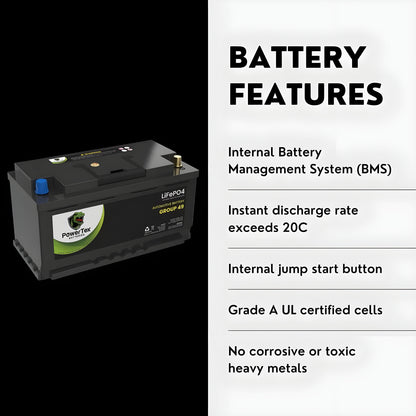 PowerTex 2022 Mercedes-Benz C300 L4 2.0LReplacement Car Battery BCI Group 49 Lithium LiFePO4 Automotive Powertex Battery