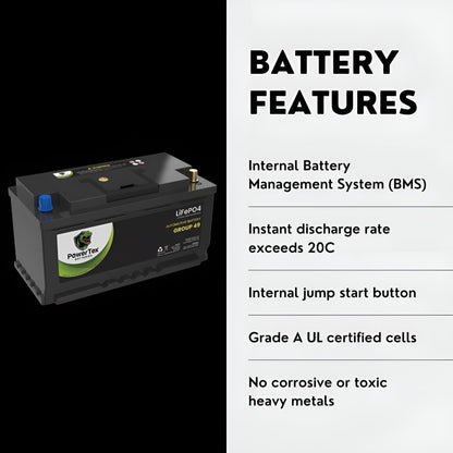 PowerTex 2012 BMW 328i xDrive Car Battery BCI Group 49 / H8 Replacement Lithium LiFePO4 Automotive Battery