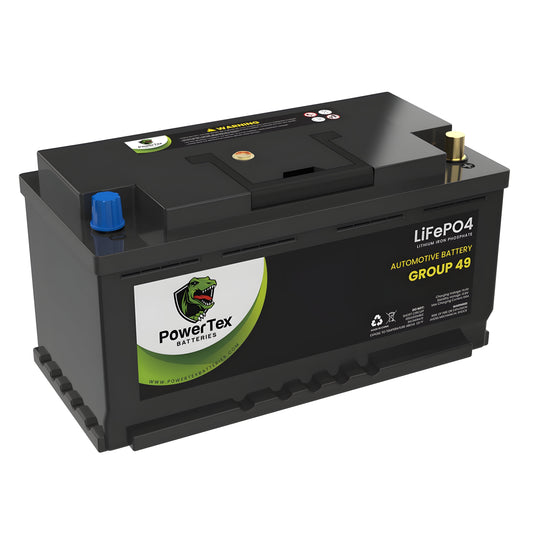 PowerTex2022 Ram 1500 V6 3.0LReplacement Car Battery BCI Group 49 Lithium LiFePO4 Automotive Powertex Battery - PTLG49-010