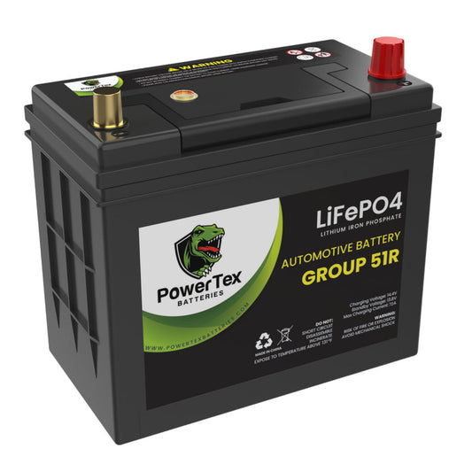 PowerTex 2022 Tesla Model Y Replacement Car Battery BCI Group 51R Lithium LiFePO4 Automotive Powertex Battery - PTLG51R-0-9