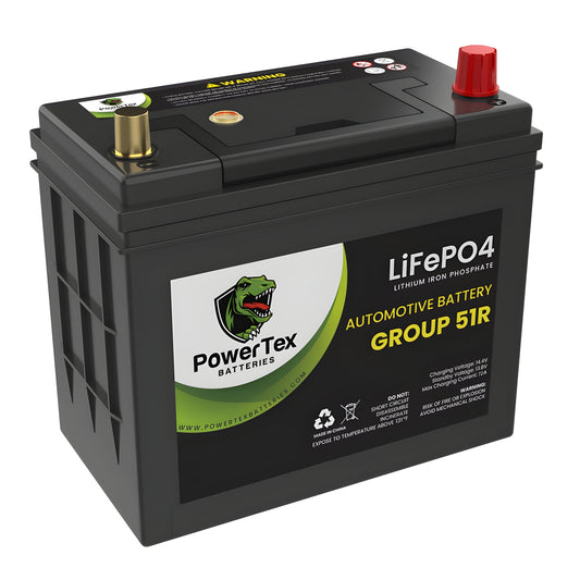 PowerTex 2022 Tesla Model 3 Replacement Car Battery BCI Group 51R Lithium LiFePO4 Automotive Powertex Battery - PTLG51R-0-8