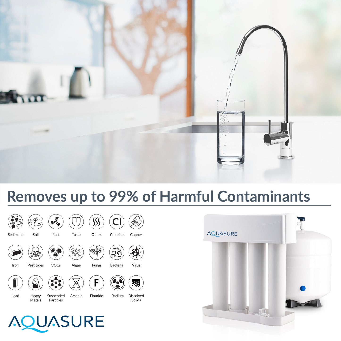 Aquasure Signature Elite | 600,000 Gallons Whole House Water Filter Treatment Bundle with 32,000 Grains Softener, 75 GPD Reverse Osmosis System - AS-SE600A
