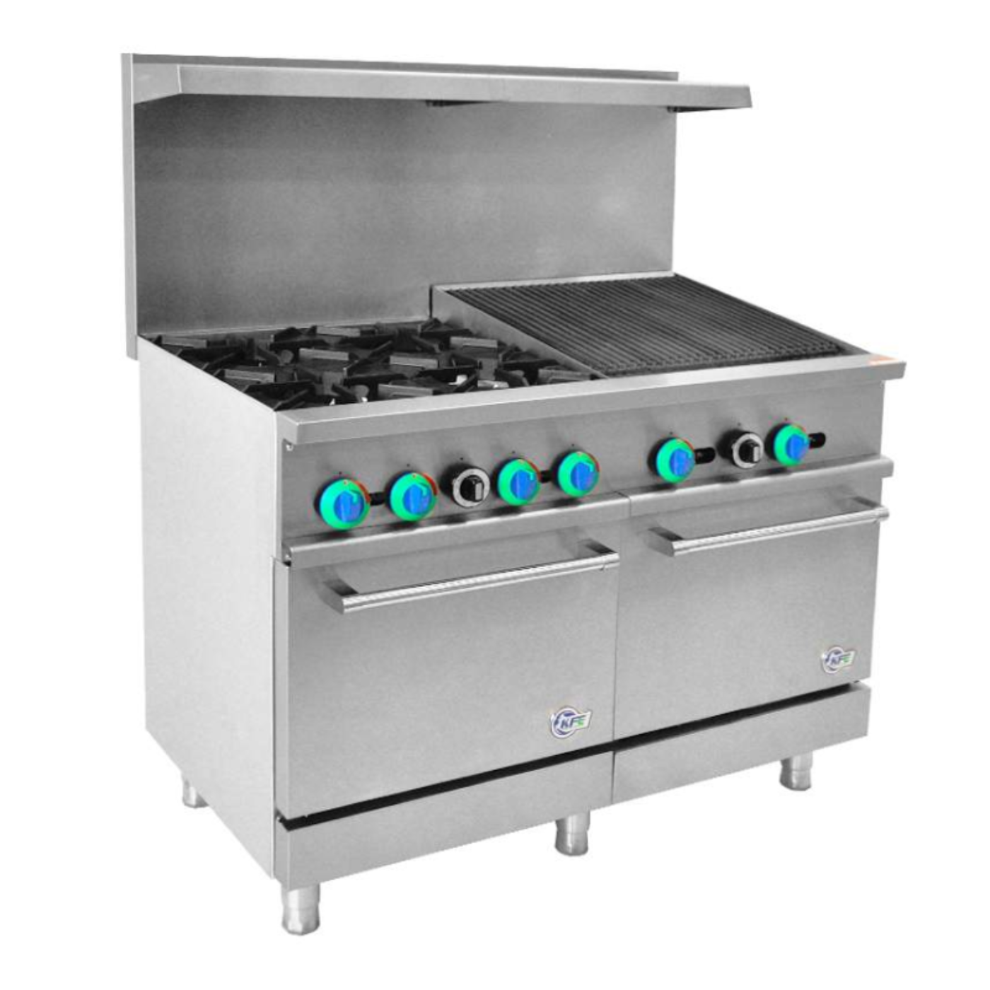 Chef AAA - R48-24CB, Commercial 48" 4 Burner with 24" Charbroiler Gas Oven Range - R48-24CB