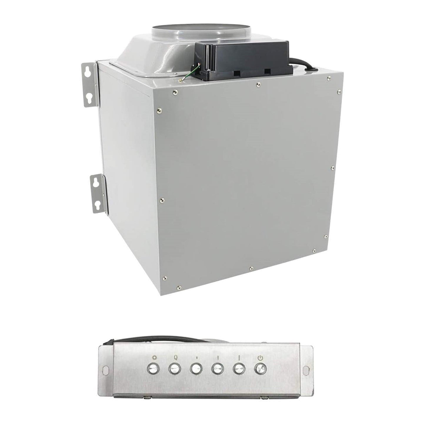 Awoco RH-SP08-BLW Powerful 8" Inline Blower Unit for Split Range Hoods, 4 Speeds, 8” Round Top Vent, 1000CFM - RH-SP08-BLW