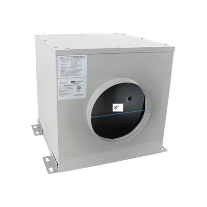 Awoco RH-SP08-BLW Powerful 8" Inline Blower Unit for Split Range Hoods, 4 Speeds, 8” Round Top Vent, 1000CFM - RH-SP08-BLW