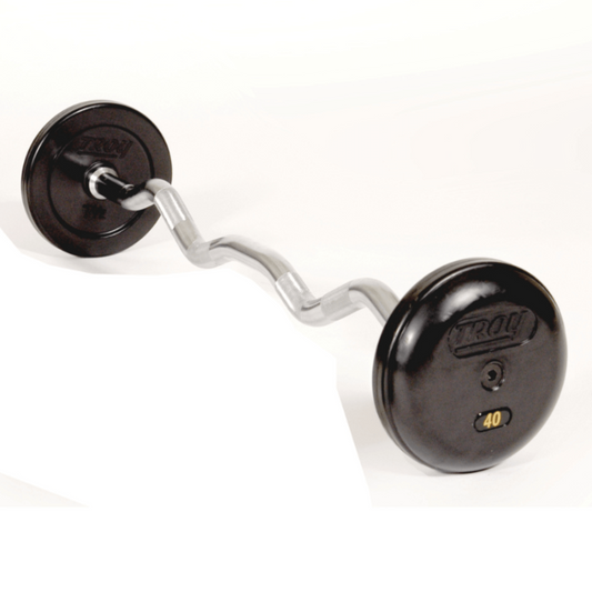 TROY Pro Style Rubber Encased Curl Barbell Set (20-110 lb) - RUFC-020-110R