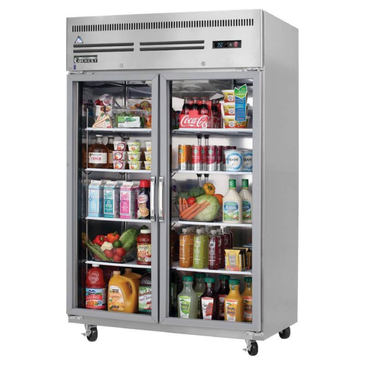 Everest Commercial 49" Two Glass Door Reach-In Refrigerator 53 cu. ft. - ESGR2