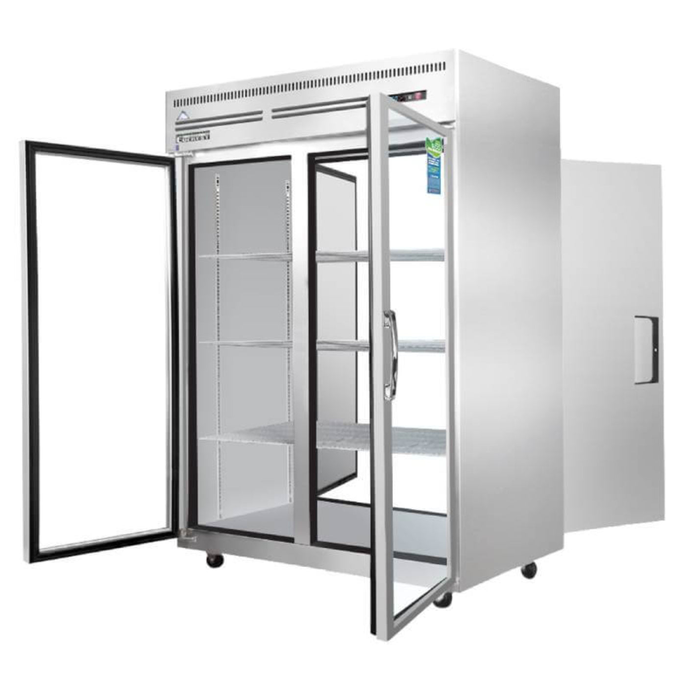Everest Commercial 49" Two Glass 2 Solid Door Pass Thru Reach-In Refrigerator - ESPT-2G-2S