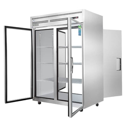 Everest Commercial 49" Two Glass 2 Solid Door Pass Thru Reach-In Refrigerator - ESPT-2G-2S