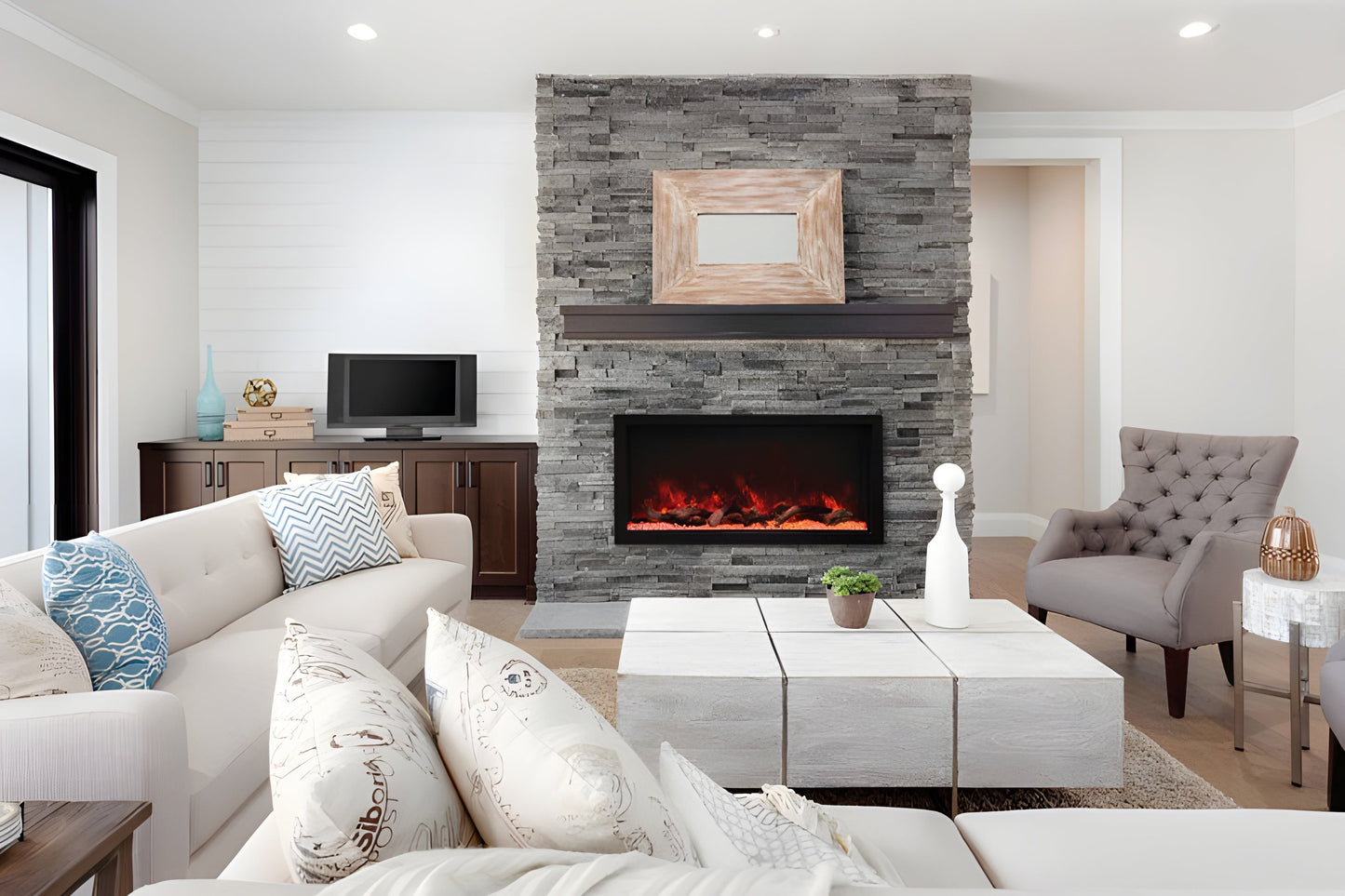 Remii 45" Extra Tall Deep Built-In Indoor and Outdoor Linear Electric Fireplace - 102745-XT