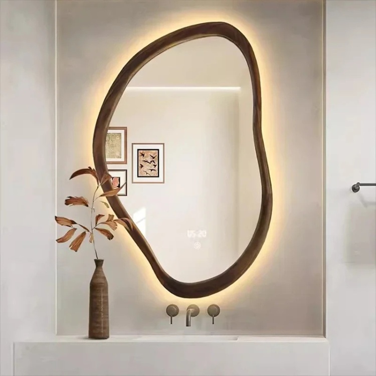 Retro Solid Wood Bathroom Mirror - Procure Décor