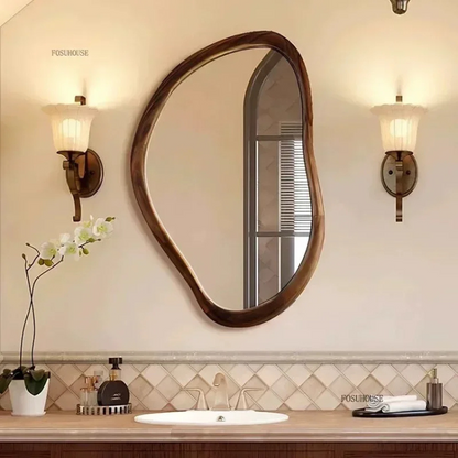 Retro Solid Wood Bathroom Mirror - Procure Décor