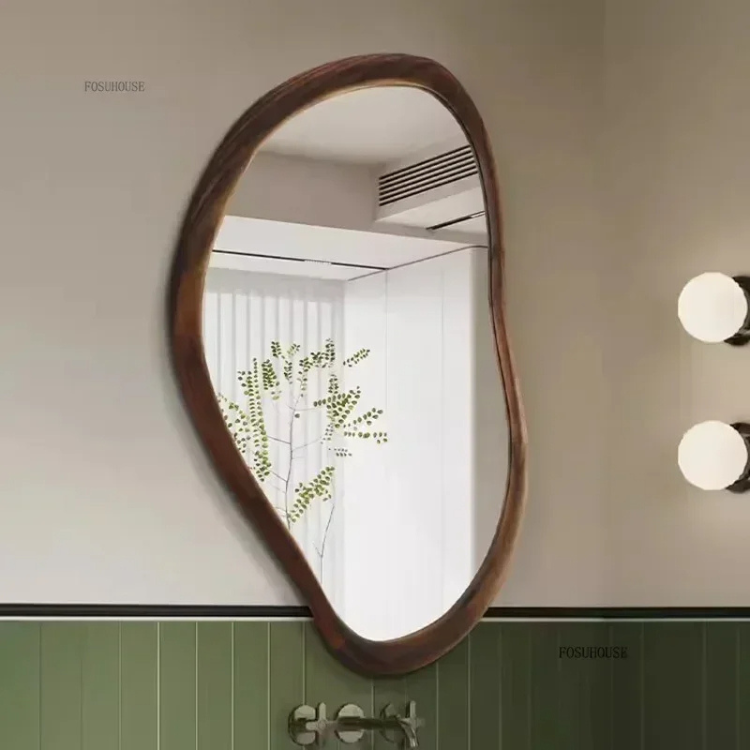 Retro Solid Wood Bathroom Mirror - Procure Décor