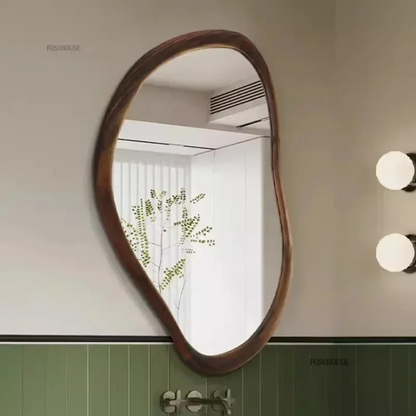 Retro Solid Wood Bathroom Mirror - Procure Décor