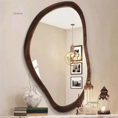 Retro Solid Wood Bathroom Mirror - Procure Décor