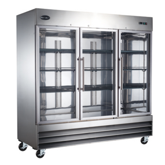 Chef AAA Three Glass Door Reach-In Commercial Refrigerator - S-72RG