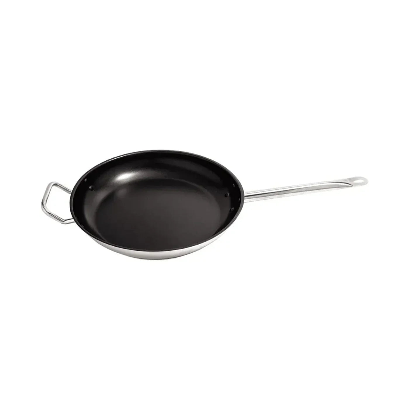 CAC ChinaFry Pan SS Non-Stick W/ Help. Hdl 14" Case of 6 Pcs - S2FP-14HN