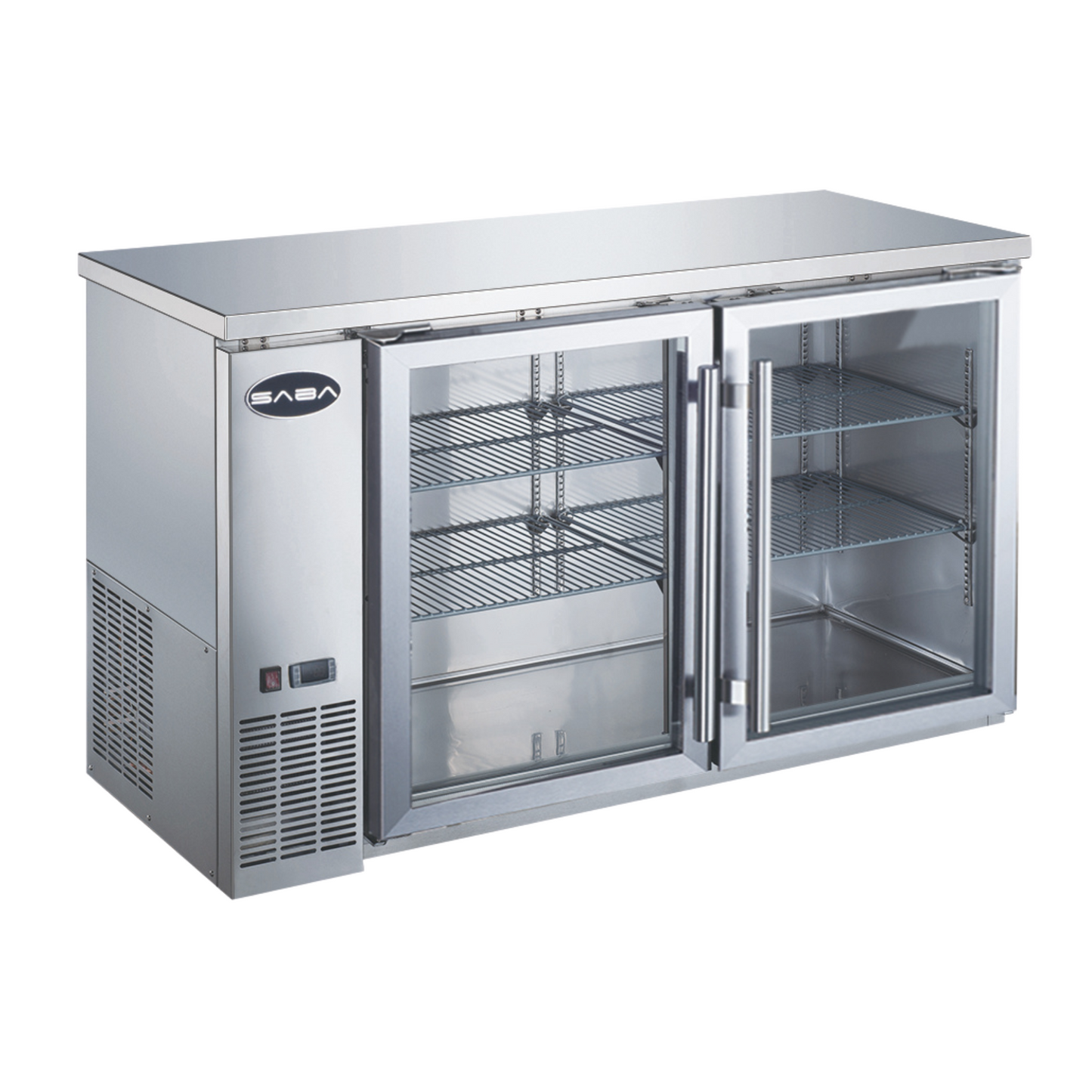 SABA  24" Depth 60' Two Glass Door Commercial Back Bar Cooler (Stainless Steel) - SBB-24-60GSS