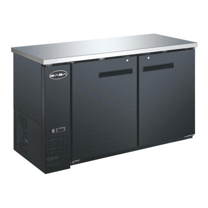 SABA 27" Depth 58" Two Door Commercial Back Bar Cooler (Black) -  SBB-27-58B