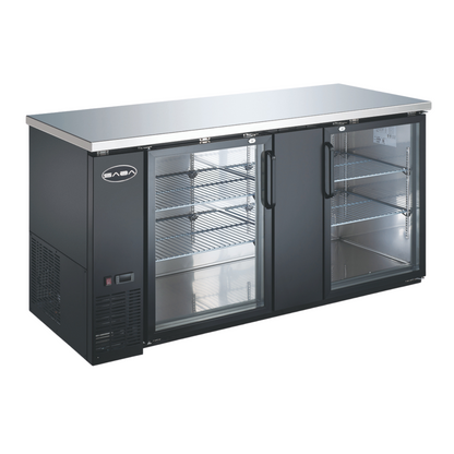 SABA  27" Depth 69" Two Glass Door Commercial Back Bar Cooler (Black) - SBB-27-69G