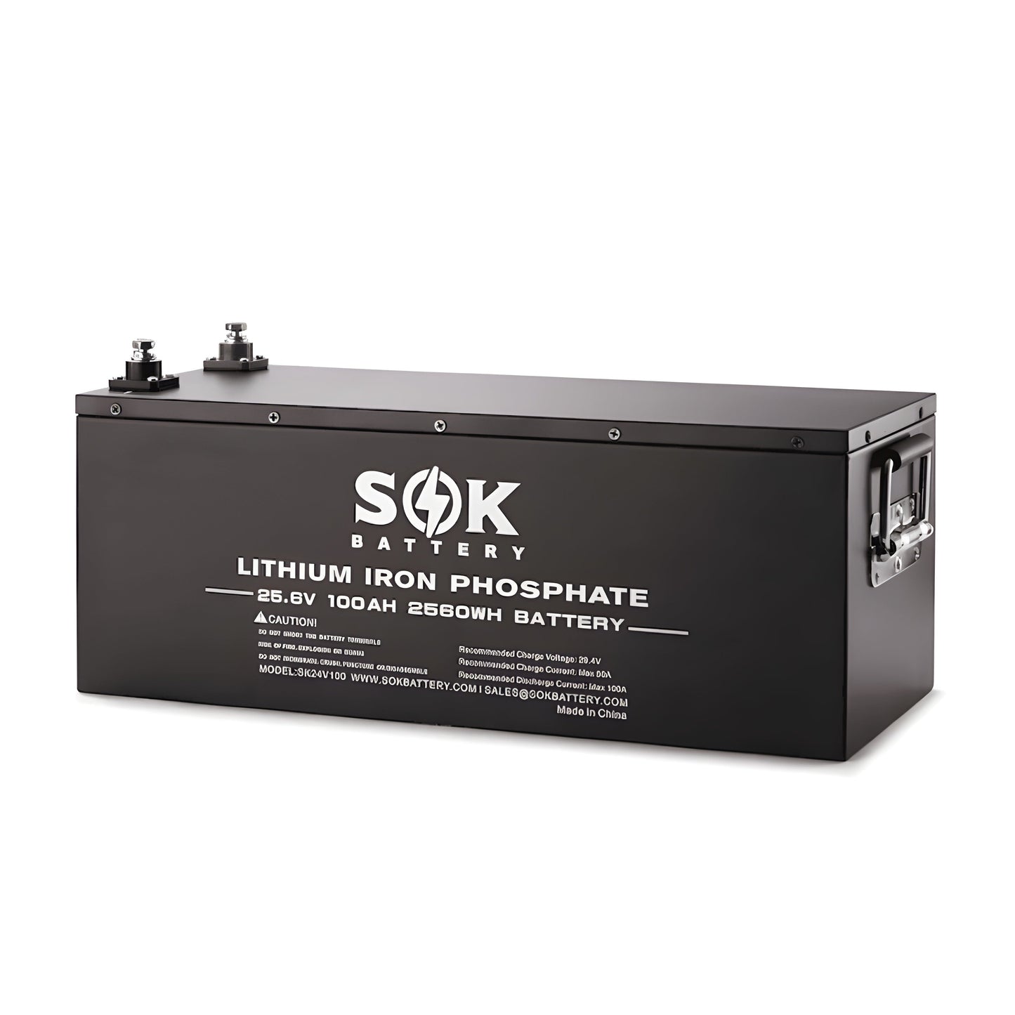 SOK Battery 24V 100Ah LiFePO4 Battery | 2,560wH / 2.56kWh Lithium Solar Battery