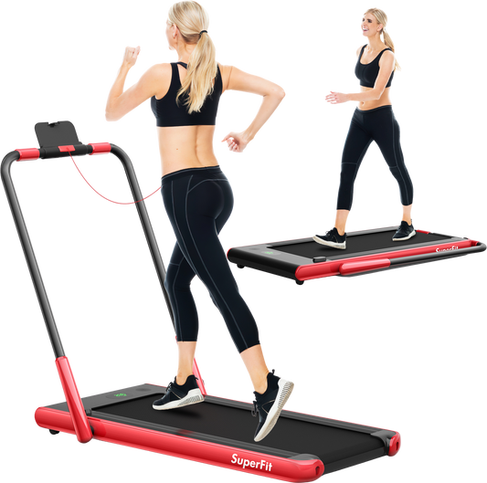 Costway SuperFit Treadmill Folding 2-in-1 No Armrests 2.25 HP App Connect Speaker LED Display and Remote Control New - SP37513RE