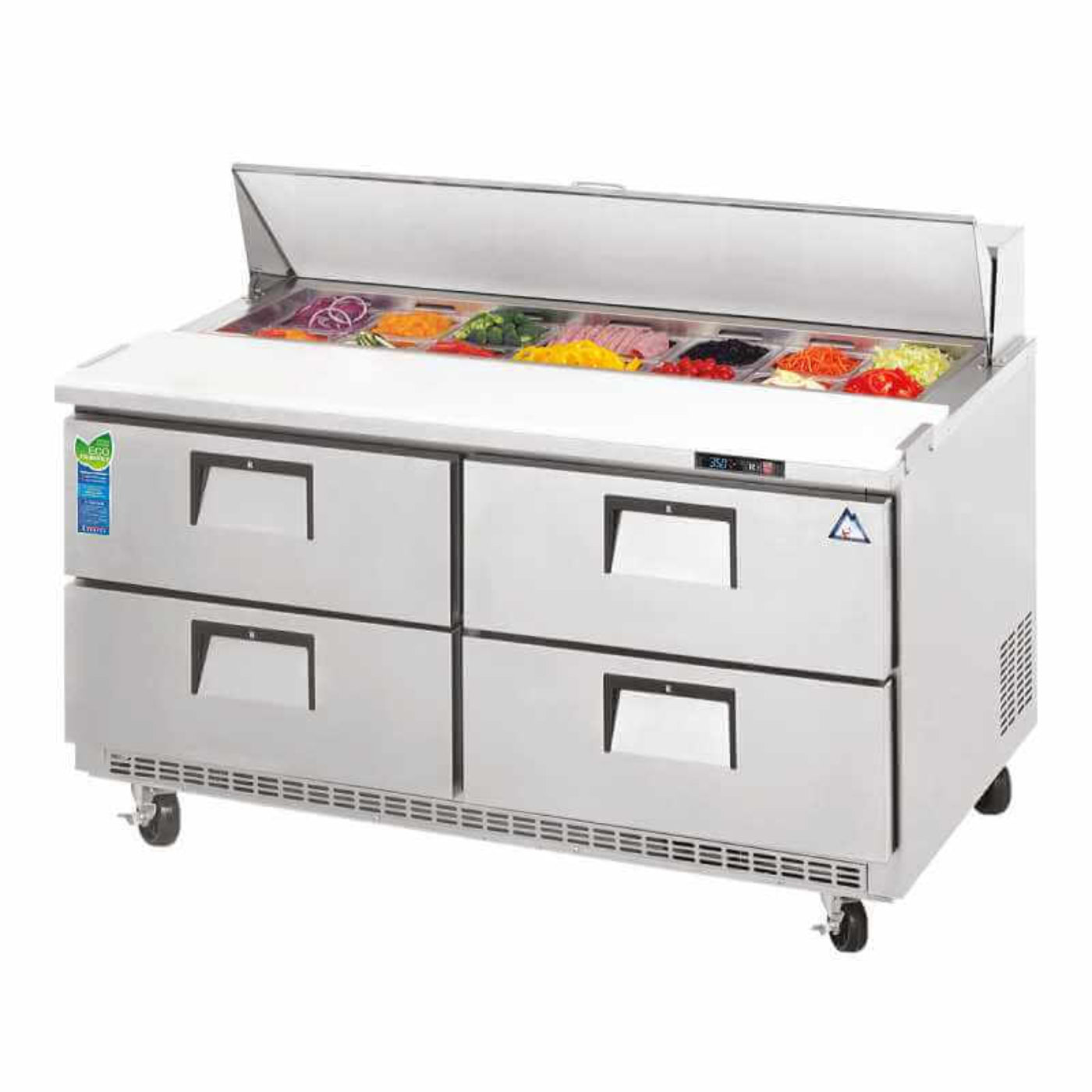 Everest Commercial 47" 8 Pan Salad Sandwich Food Prep Table Refrigerator - EPBNR2-D4