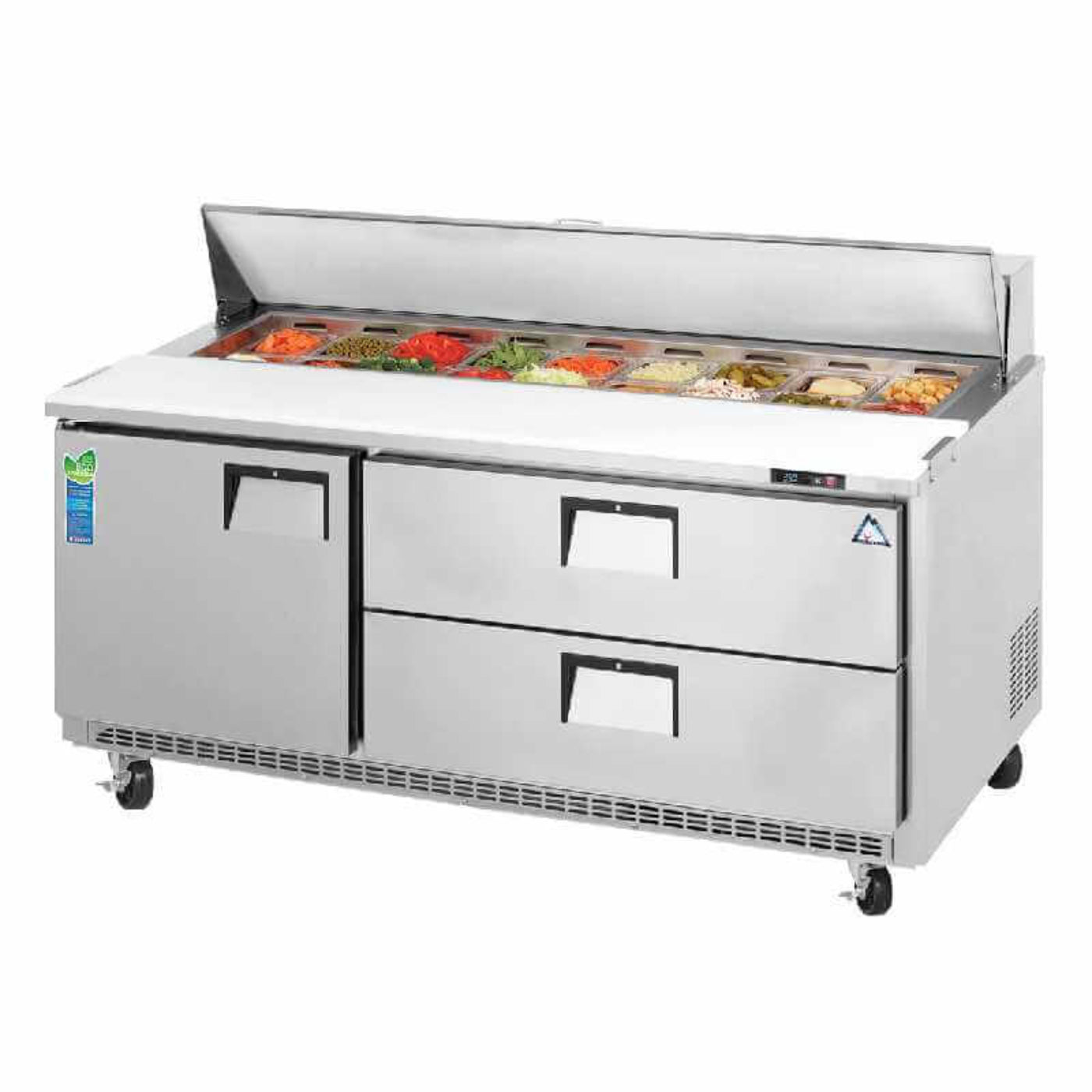 Everest Commercial 71" 10 Pan Salad Sandwich Food Prep Table Refrigerator 2 Drawers - EPBNR3-D2