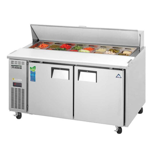 Everest Commercial 59" 16 Pan Salad Sandwich Food Prep Table Refrigerator Two Section - EPWR2