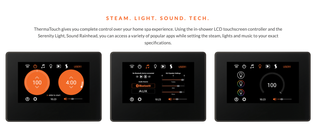 ThermaSol Waterproof 10" Smart Shower Controller The "ThermaTouch" Steam Shower Control Unit