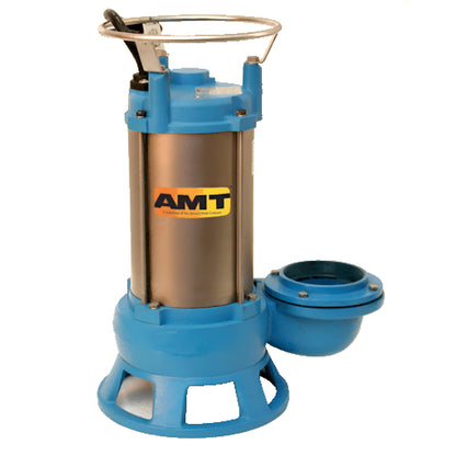AMT 4" NPT Submersible Shredder Sewage Pump, 240 GPM, 3HP 1 Phase 230 VAC 60 Hz Motor, S/C Seal, Cast Iron /SS - 5765-95