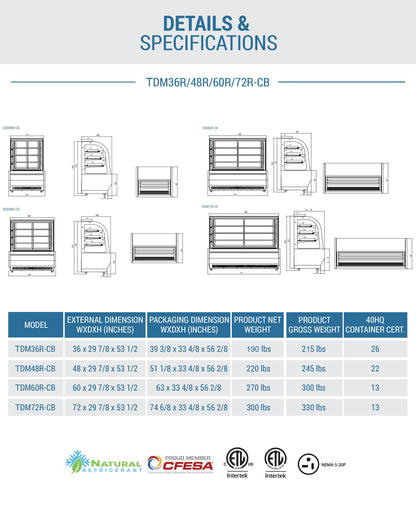 Chef AAA 72" Curved Glass Bakery Case - TDM72R-CB