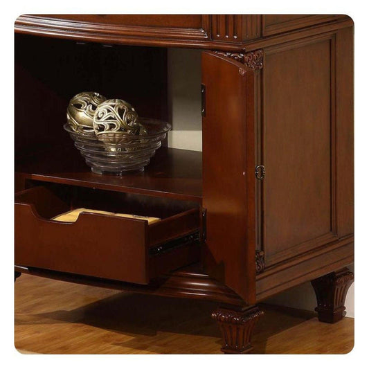 Silkroad Exclusive 31" Single Sink Cherry Bathroom Vanity With Crema Marfil Marble Countertop and Ivory Ceramic Undermount Sink - HYP-0205-CM-UIC-30.5