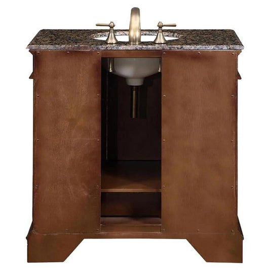 Silkroad Exclusive 36" Single Sink English Chestnut Bathroom Vanity - HYP-0212-BB-UWC-36