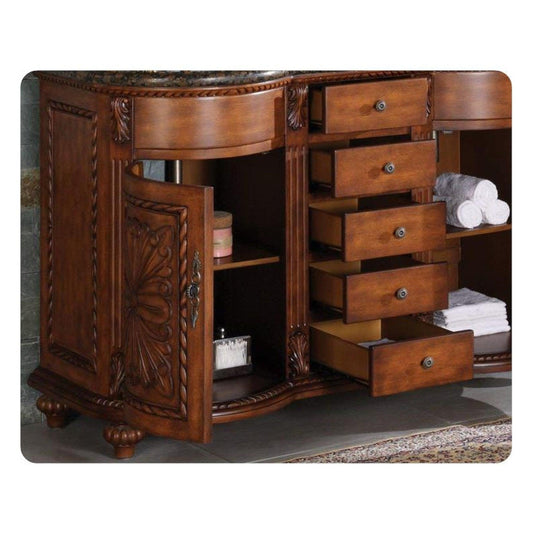 Silkroad 54" Double Sink Vanity, English Chestnut - WFH-0201-BB-UWC-54