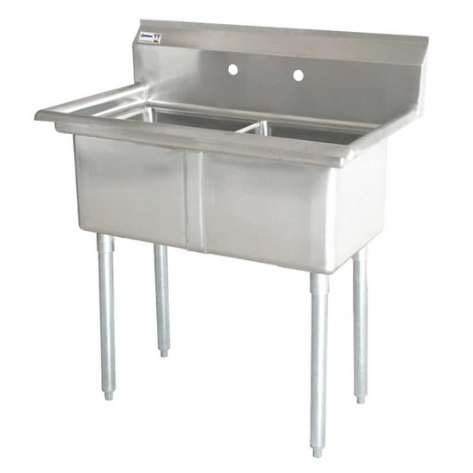 Chef AAA - Two Tub Pot Sink 3.5 Inch Center Drain No Drain Board | 43769