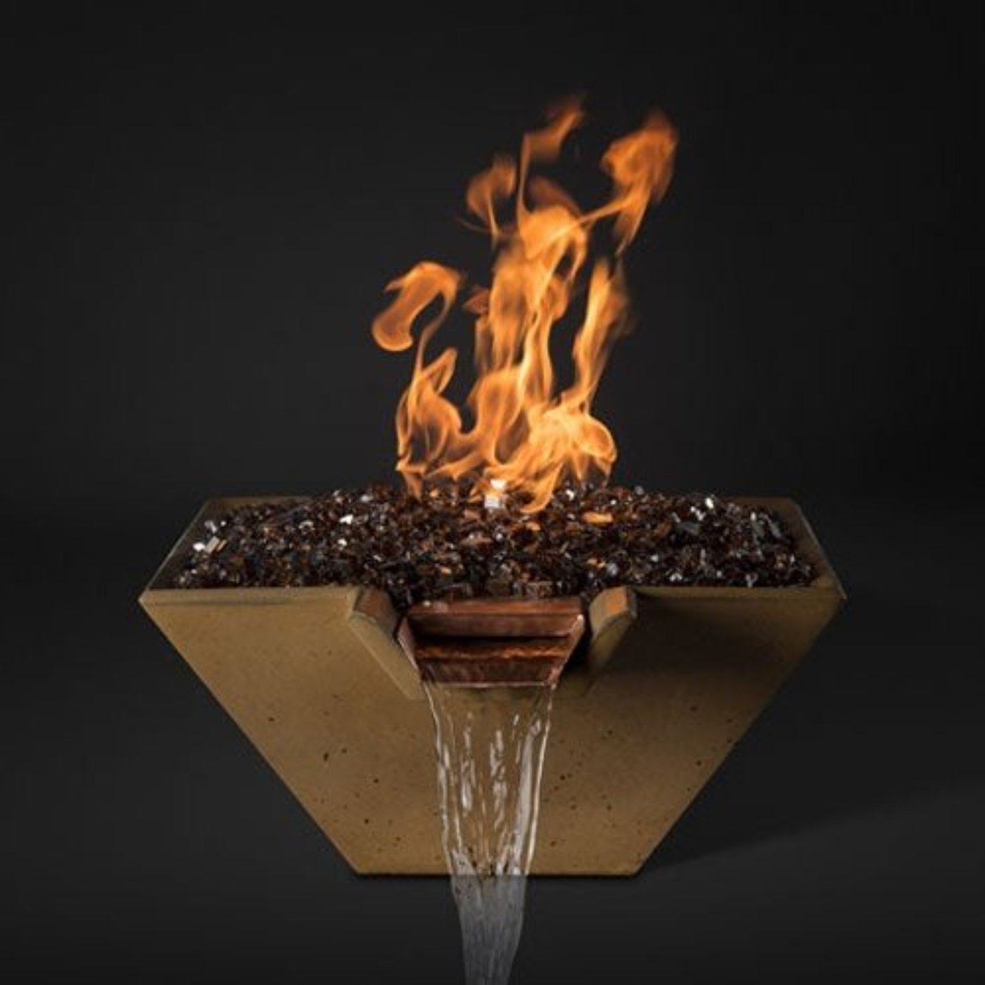 Slick Rock 29" Cascade Square Fire on Glass with Copper Spillway - KCC29SPSCCEING