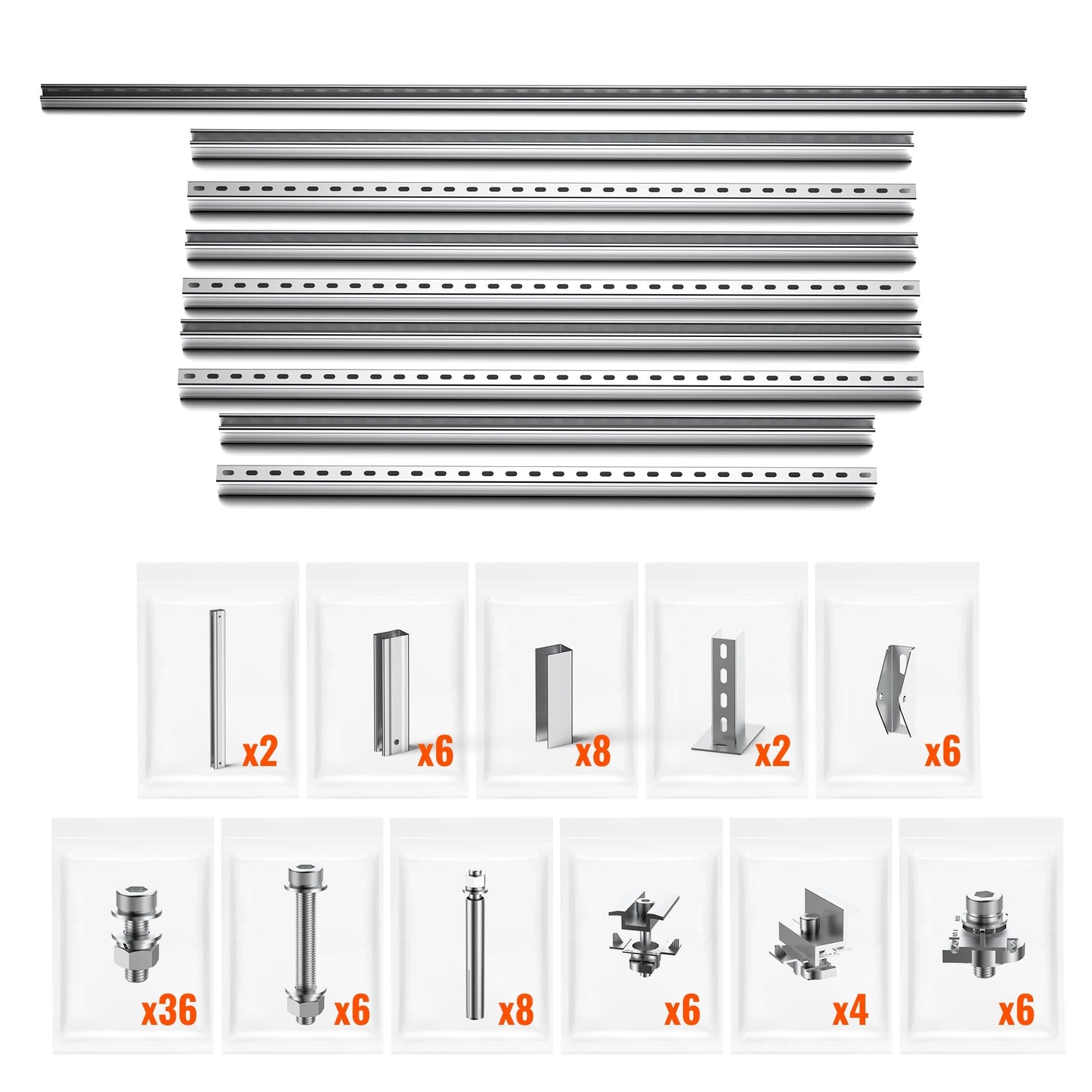 Solar Ground Mount | Fit MEGA 200/MEGA 220/MEGA 250 | Adjustable, Easy-to-Install Brackets for 1-4 Panels