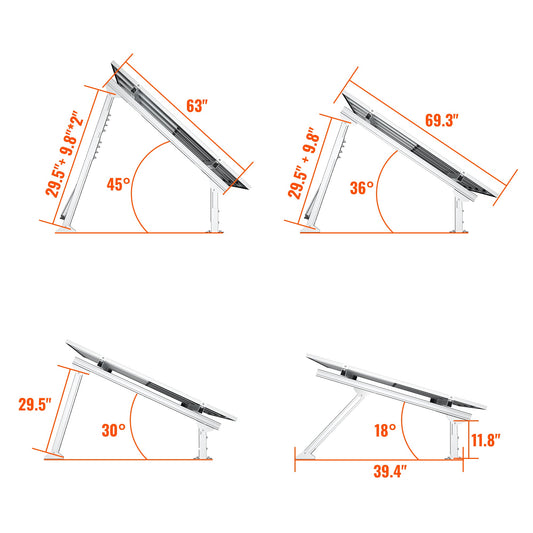 Solar Ground Mount | Fit MEGA 130 SLIM / MEGA 335 / MEGA 410 | Adjustable, Easy-to-Install Brackets for 1-4 Panels