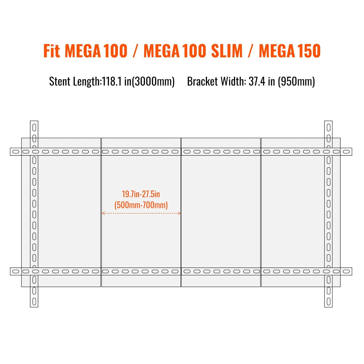 Solar Ground Mount | Fit MEGA 100/100 SLIM/MEGA 150 | Adjustable, Easy-to-Install Brackets for 1-4 Panels