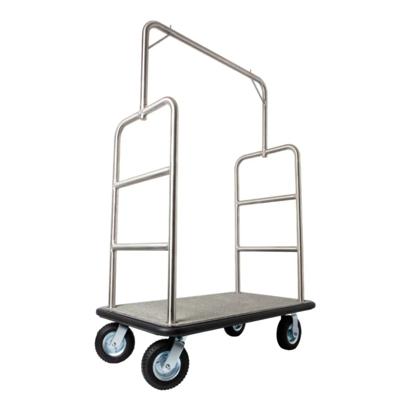 Hospitality 1 Source TMIDTOWN Midtown Series Bellman's Cart — Grey/Black Carpet; 8" pneumatic wheels - TMIDTOWN