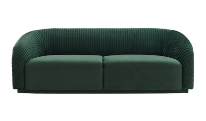 Modway Furniture Yara Plush Velvet Sofa - Elegant Pleated Design with Rolled Arms for Stylish Comfort in Any Space