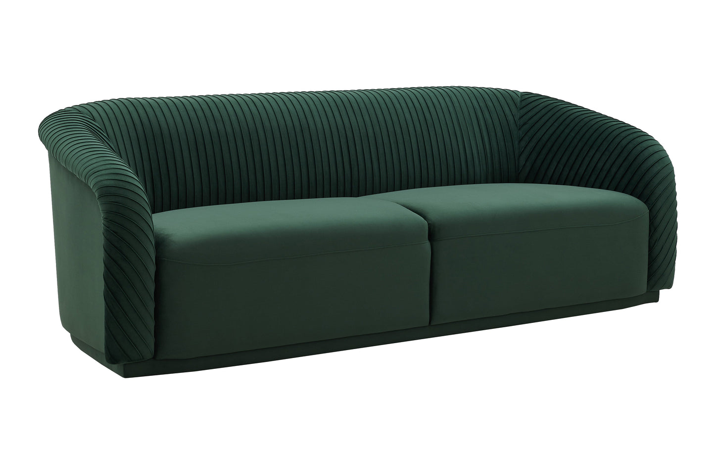 Modway Furniture Yara Plush Velvet Sofa - Elegant Pleated Design with Rolled Arms for Stylish Comfort in Any Space