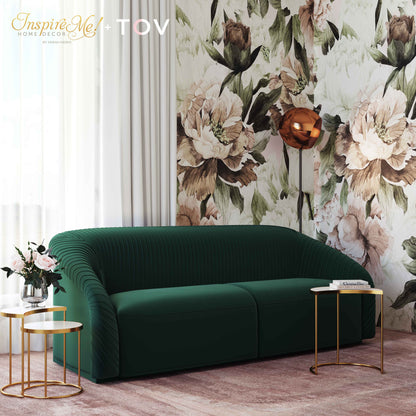 Modway Furniture Yara Plush Velvet Sofa - Elegant Pleated Design with Rolled Arms for Stylish Comfort in Any Space