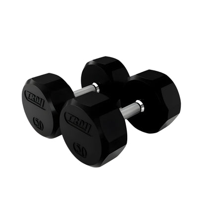 TROY 5-50 lb Rubber Dumbbell Set with Rack -  COMMPAC-TSDR50