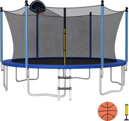 Costway Trampoline 15' Outdoor Recreational with Ladder Enclosure Net and Basketball Hoop New - TW10068+