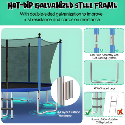 Costway Trampoline 15' Outdoor Recreational with Ladder Enclosure Net and Basketball Hoop New - TW10068+