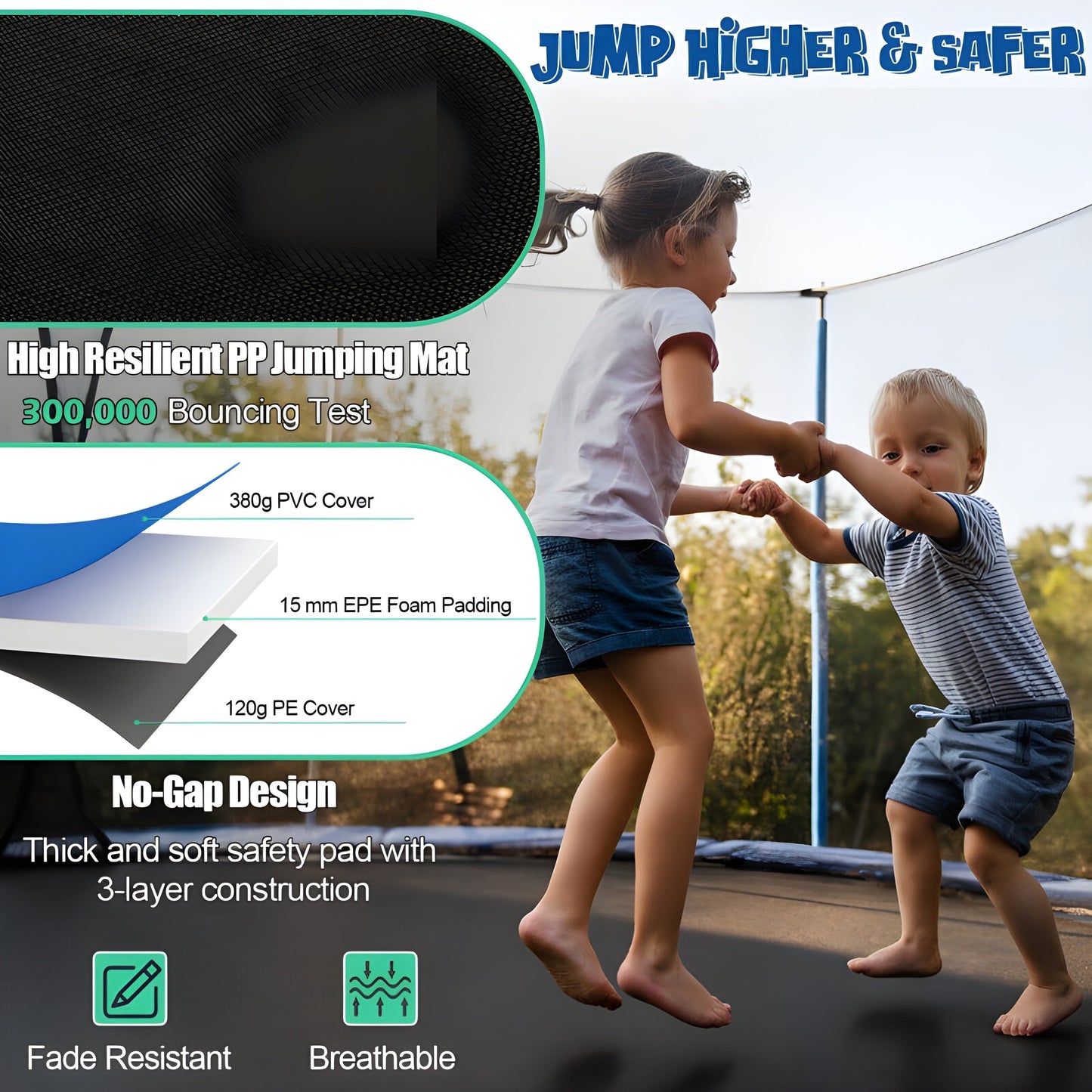 Costway Trampoline 15' Outdoor Recreational with Ladder Enclosure Net and Basketball Hoop New - TW10068+