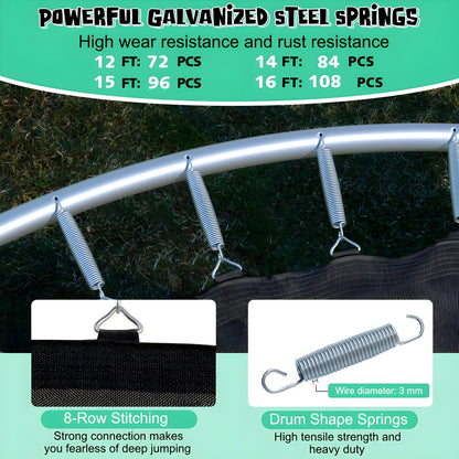 Costway Trampoline 15' Outdoor Recreational with Ladder Enclosure Net and Basketball Hoop New - TW10068+